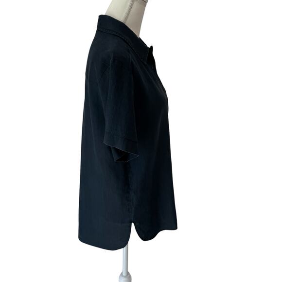 Vintage CLUB CLASSICS 100% Linen Tunic Top Size 10 Navy Blue - Picture 3 of 11